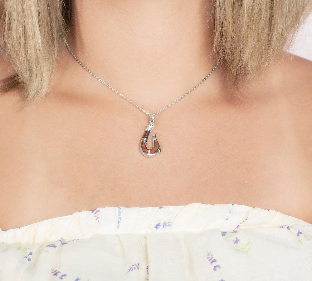 Koa Wood Maui Fishhook Pendant Pendant Island by Koa Nani Small 