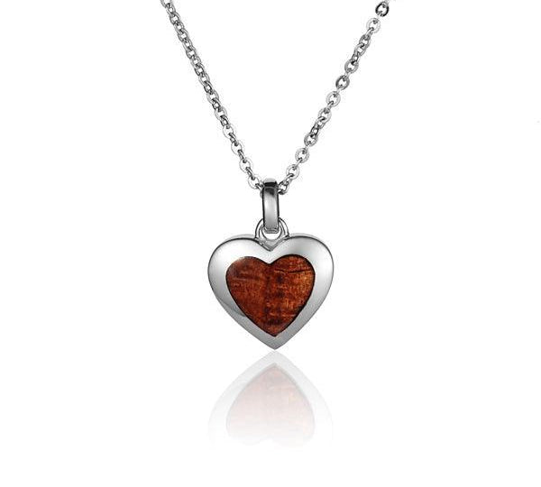 Sterling Silver and Wood Heart Pendant 