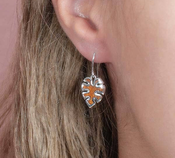 Koa Wood Monstera Leaf Earrings Earrings Island by Koa Nani 