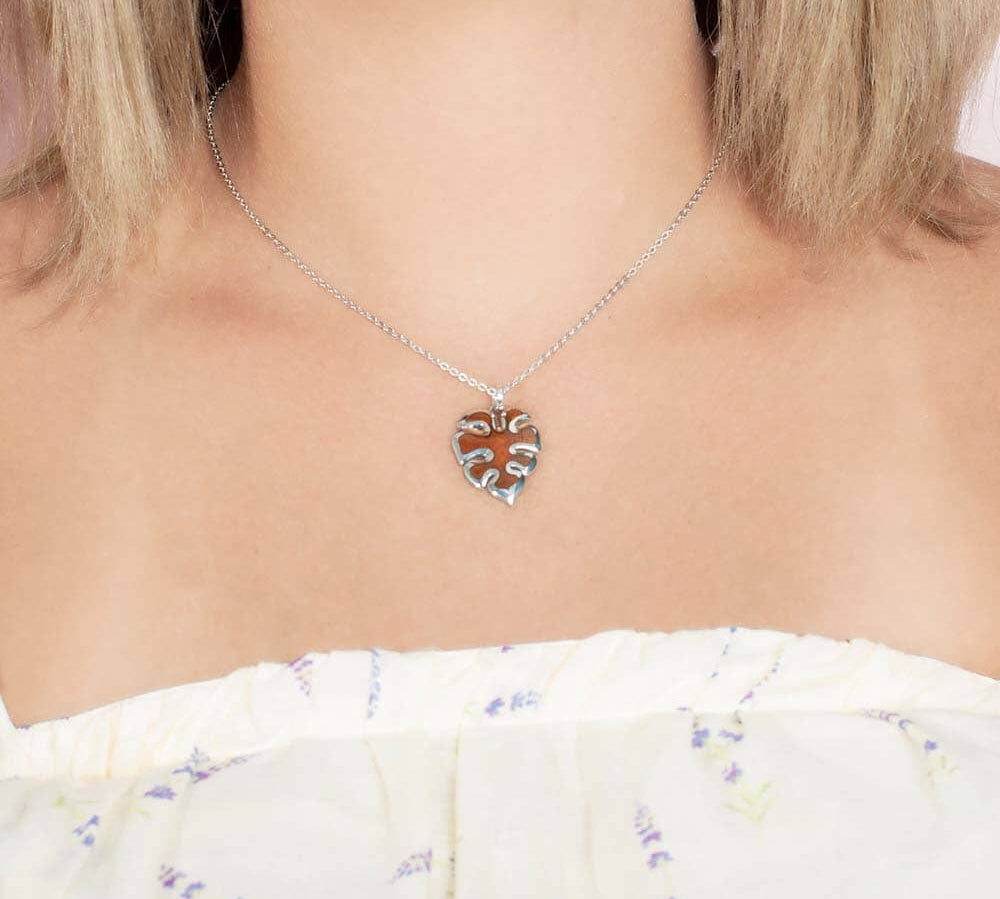 Koa Wood Monstera Leaf Pendant Pendant Island by Koa Nani 