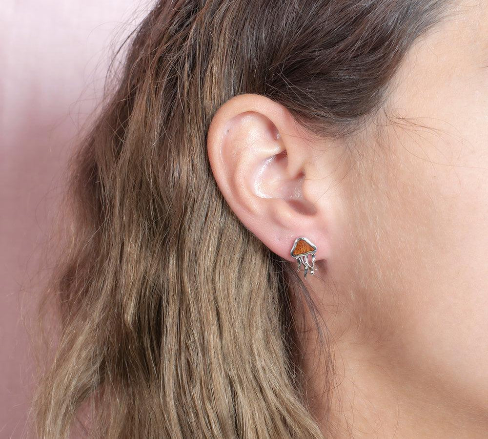 Koa Wood Moon Jellyfish Earrings Earrings Island by Koa Nani 