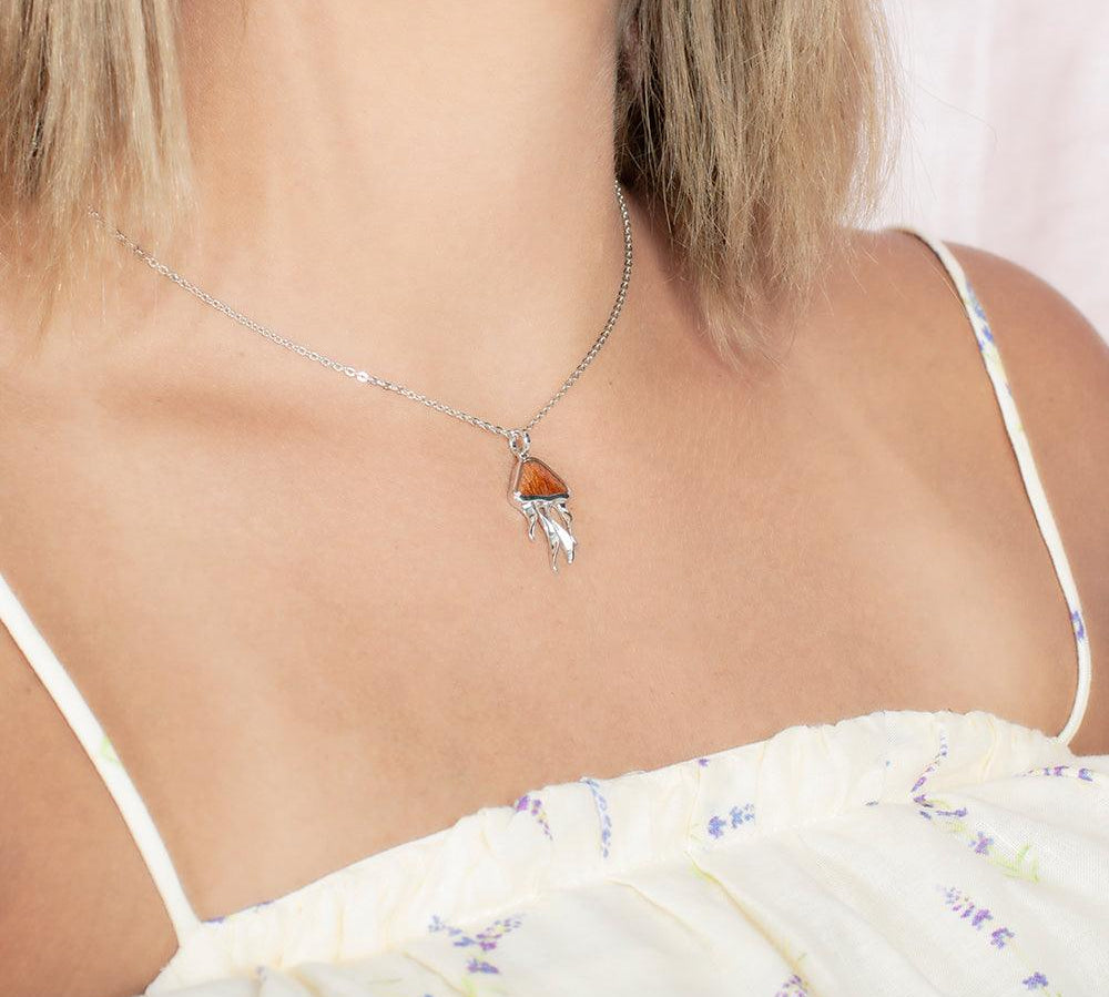 Koa Wood Moon Jellyfish Pendant Pendant Island by Koa Nani 