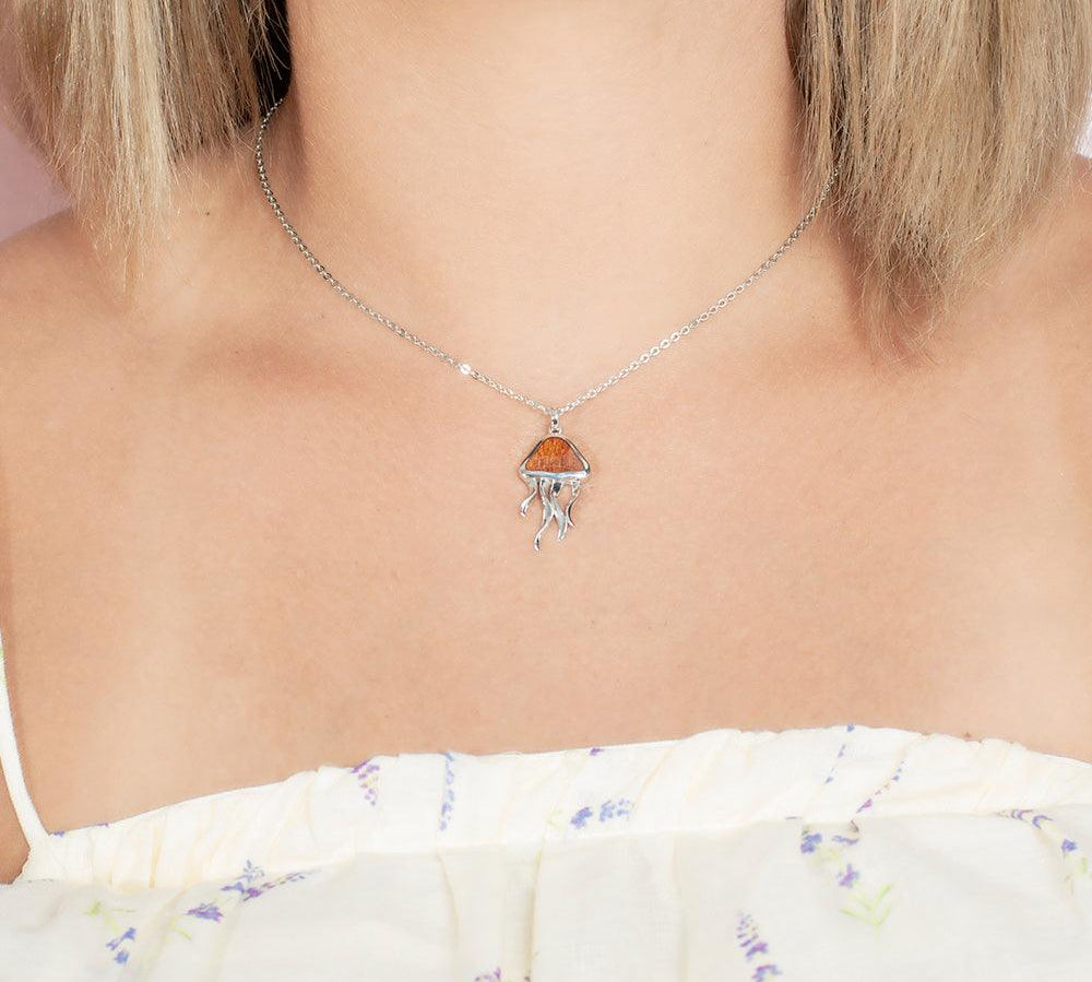 Koa Wood Moon Jellyfish Pendant Pendant Island by Koa Nani 