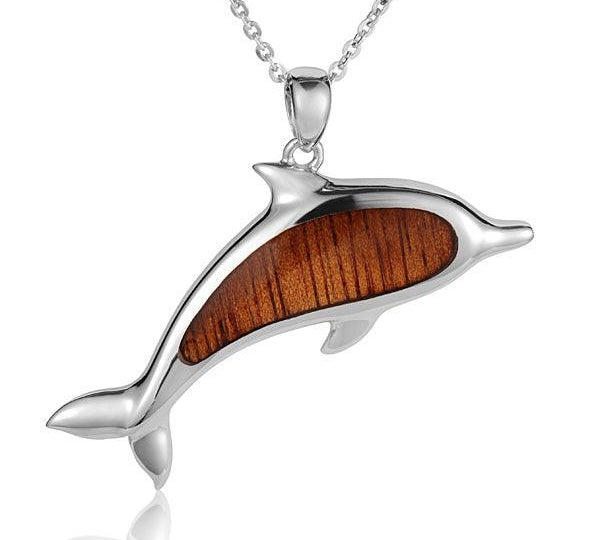 Sterling Silver and Wood Dolphin Pendant 