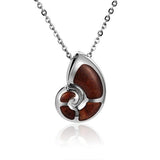 Sterling Silver and Wood Nautilus Shell Pendant