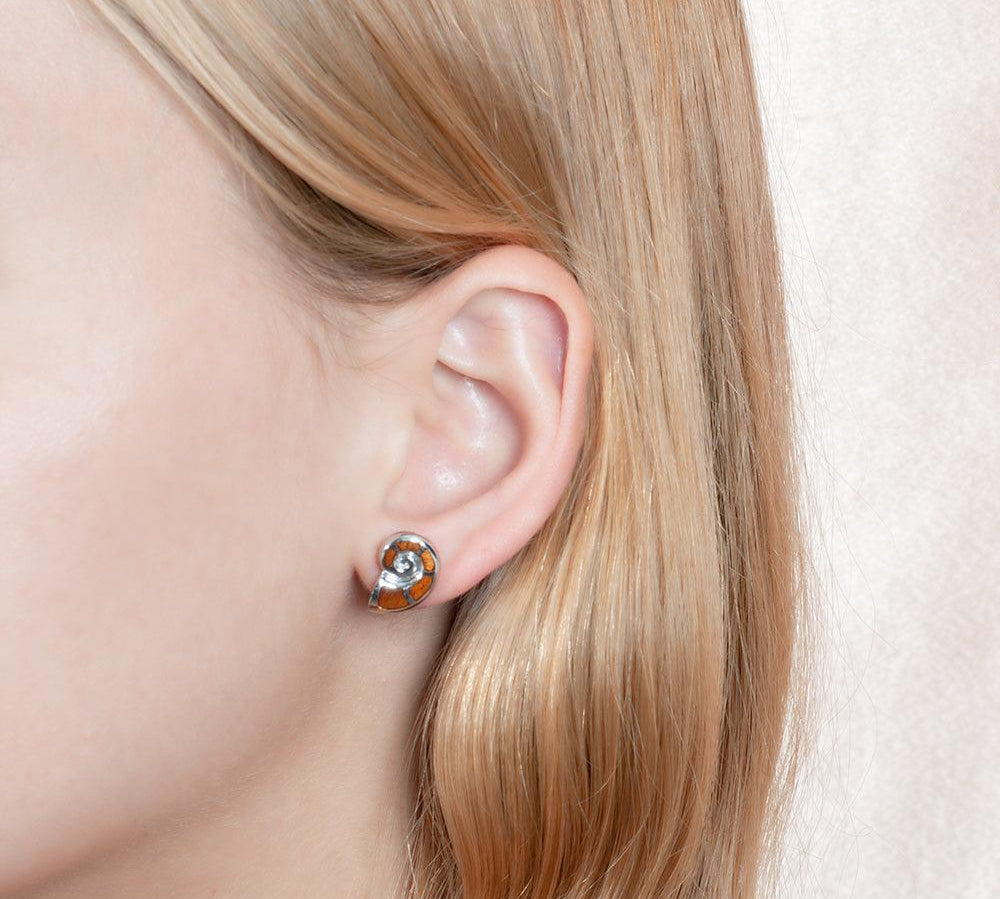 Koa Wood Nautilus Shell Earrings Earrings Island by Koa Nani 
