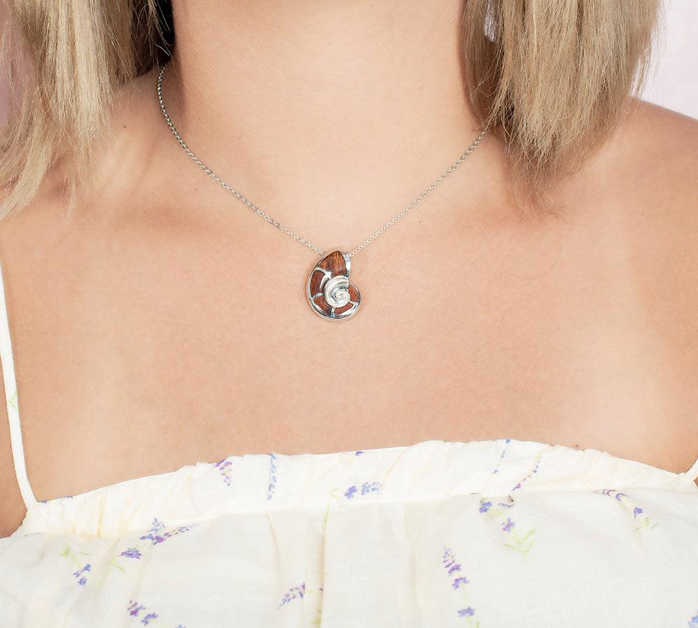 Koa Wood Nautilus Shell Pendant Pendant Island by Koa Nani 