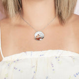 Sterling Silver and Wood Ocean Wave Pendant with White Topaz 