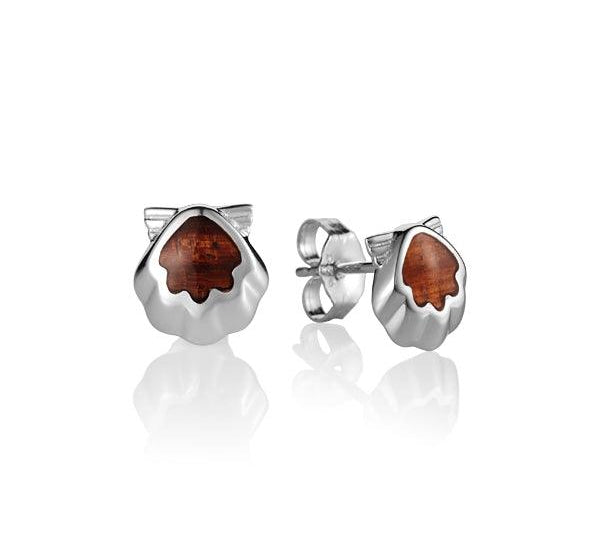 Koa Wood Oyster Shell Earrings Earrings Island by Koa Nani 
