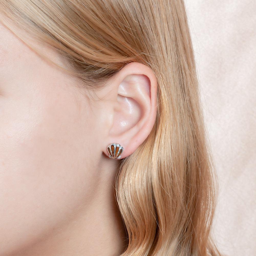 Koa Wood Oyster Shell Earrings Earrings Island by Koa Nani 