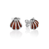 Sterling Silver and Wood Oyster Shell Stud Earrings  