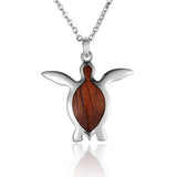 Sterling Silver and Wood Sea Turtle Pendant 