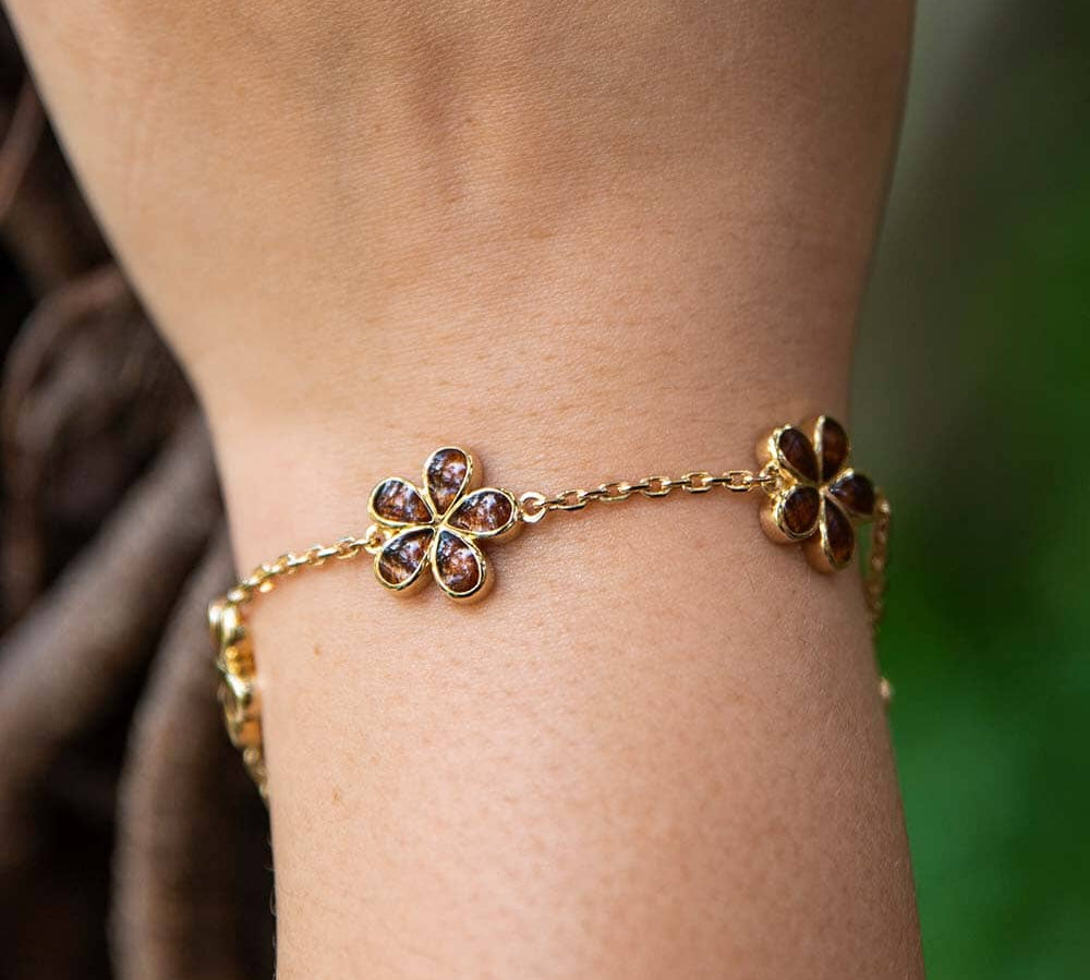 Koa Wood Plumeria Charm Bracelet Bracelet Island by Koa Nani 
