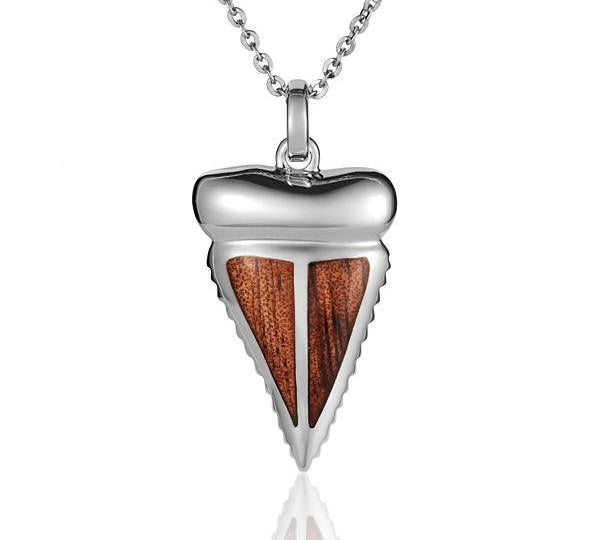 Sterling Silver and Wood Shark Tooth Pendant 