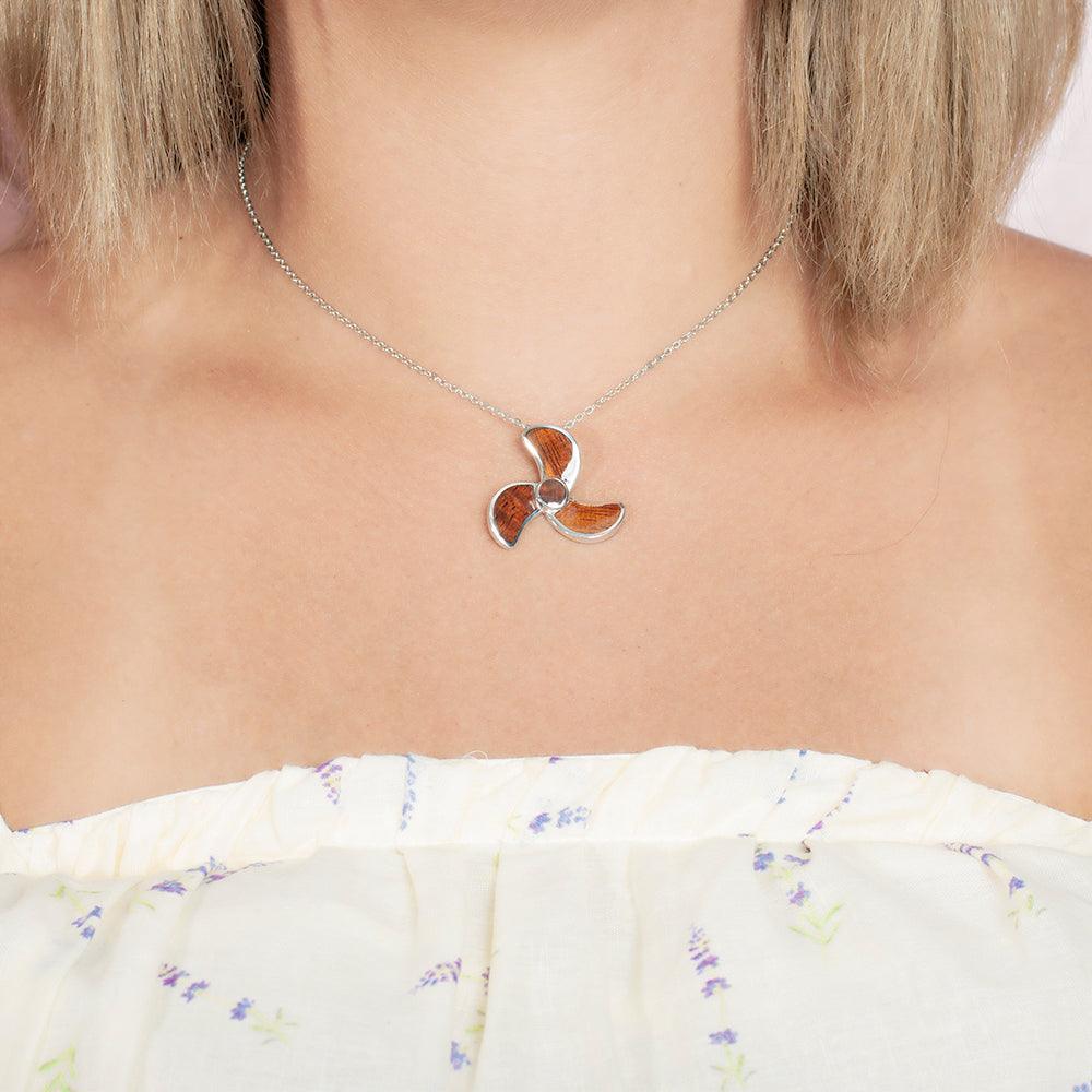 Sterling Silver and Wood Propeller Pendant 