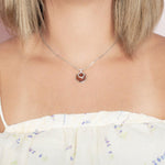 Sterling Silver and Wood Circle within a circle Pendant with White Topaz