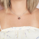 Sterling Silver and Wood Circle within a circle Pendant with White Topaz