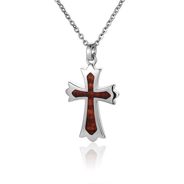 Sterling Silver and Wood Cross Pendant 