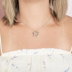 Sterling Silver and Wood Palm Tree Pendant with White Topaz