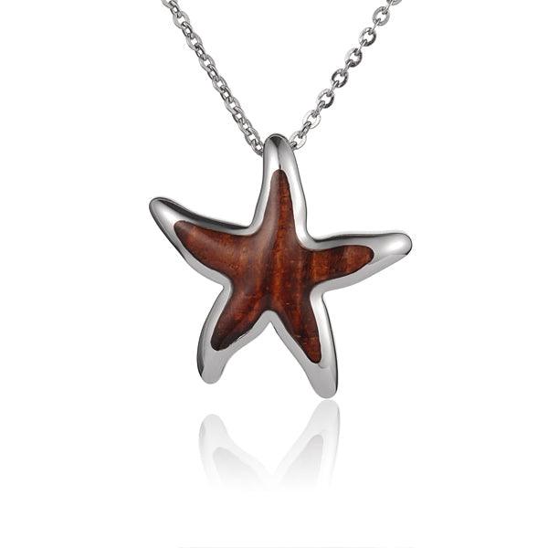 Sterling Silver and Wood Sea Star Pendant 