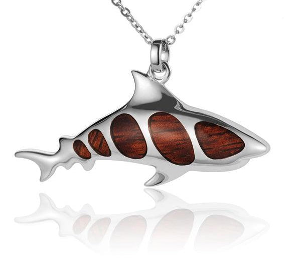 Sterling Silver and Wood Shark Pendant