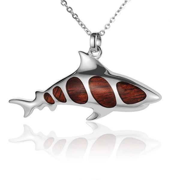 Sterling Silver and Wood Shark Pendant