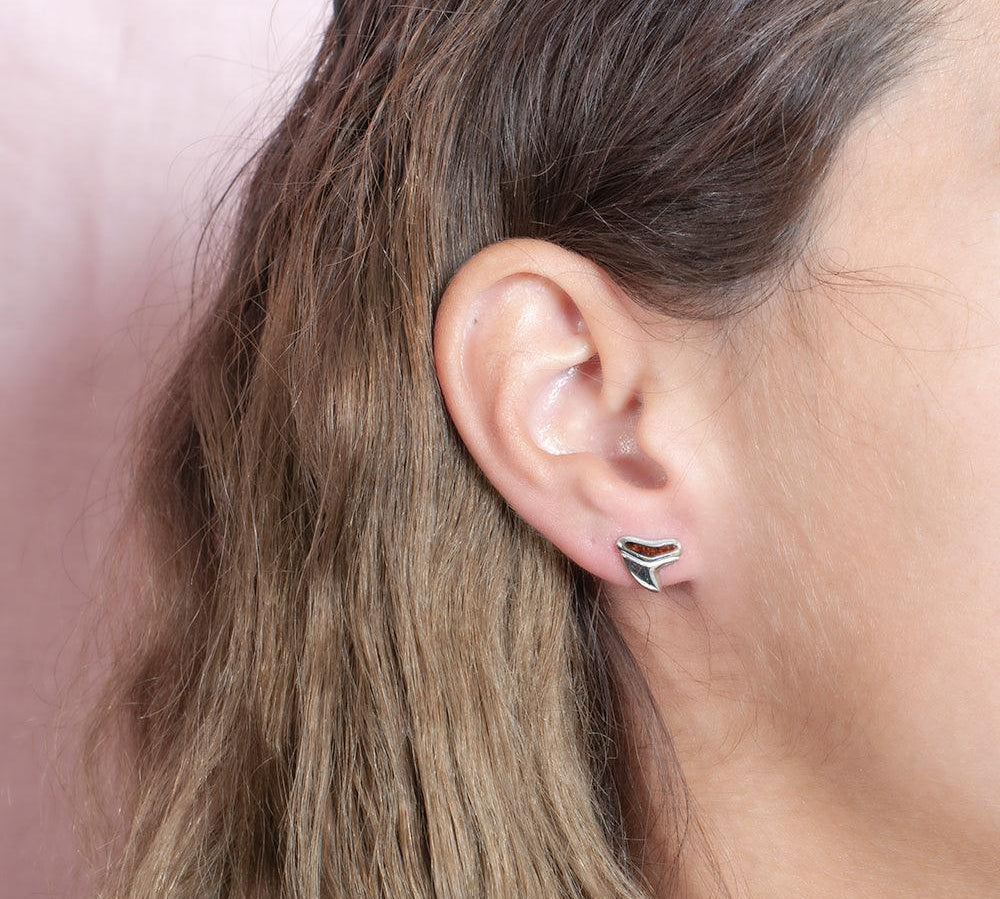 Koa Wood Shark Tooth Earrings Earrings Island by Koa Nani 