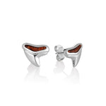 Sterling Silver and Wood Shark Tooth Stud Earrings 