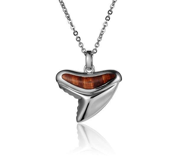 Sterling Silver and Wood Shark Tooth Pendant 