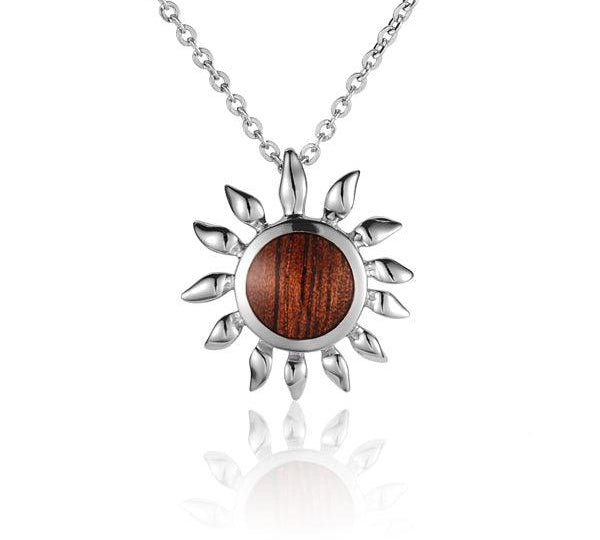 Sterling Silver and Wood Sunflower Pendant 
