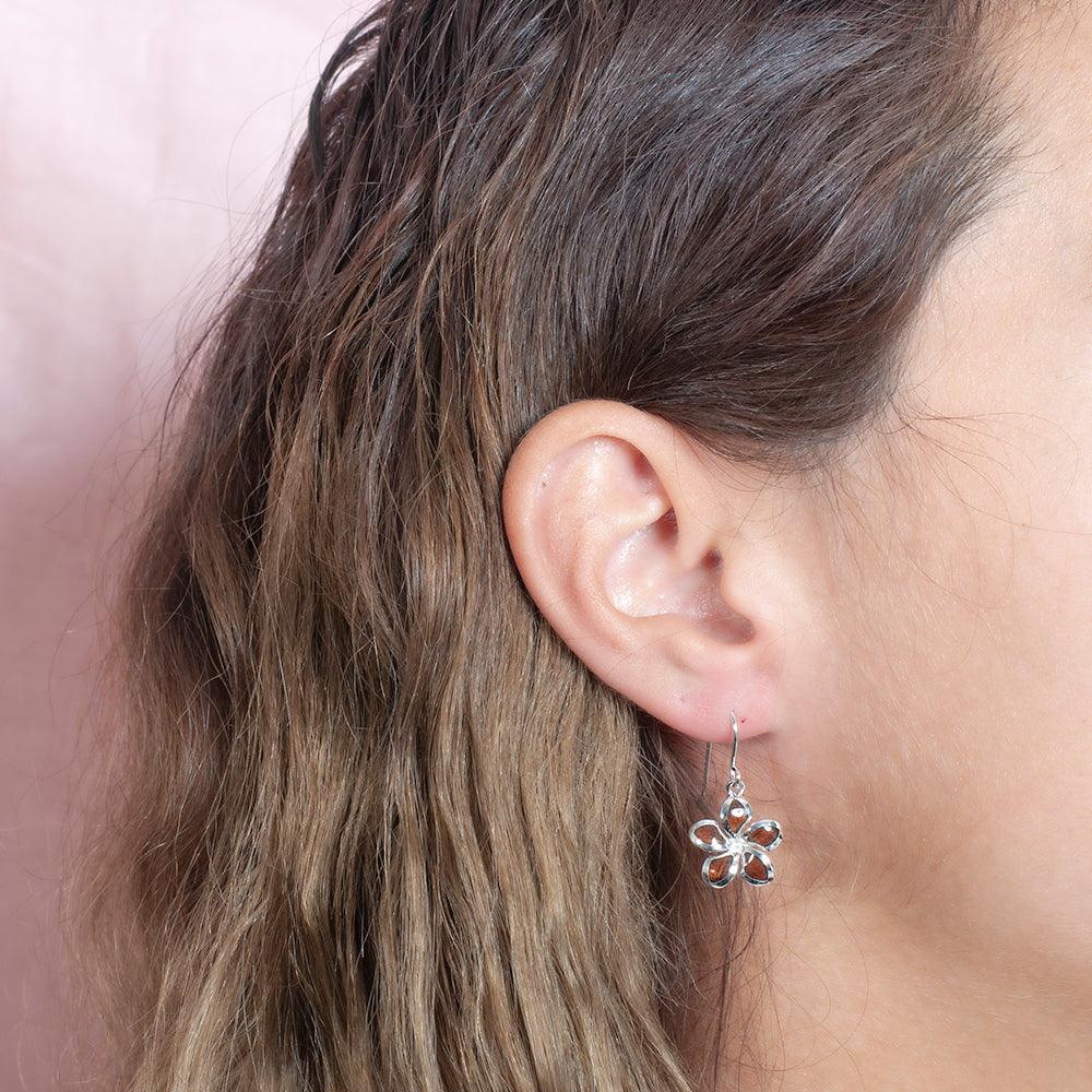 Koa Wood Sunrise Plumeria Earrings Earrings Island by Koa Nani 