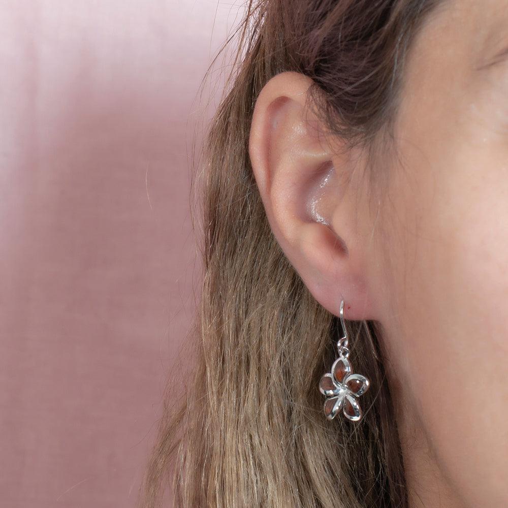 Koa Wood Sunrise Plumeria Earrings Earrings Island by Koa Nani 