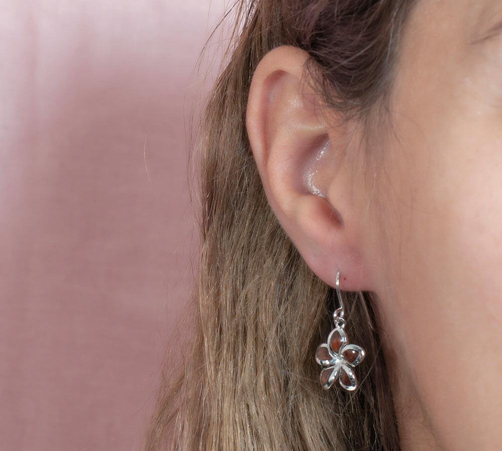 Koa Wood Sunrise Plumeria Earrings Earrings Island by Koa Nani 