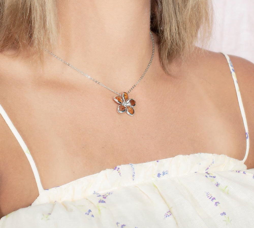 Koa Wood Sunrise Plumeria Pendant Pendant Island by Koa Nani 