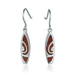 Sterling Silver and Wood Surfboard Hook Earrings 