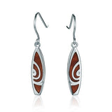 Sterling Silver and Wood Surfboard Hook Earrings 