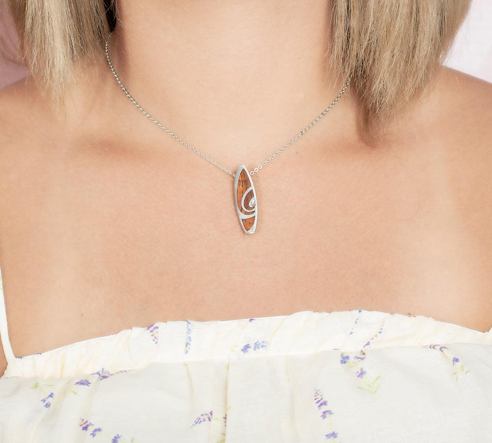 Koa Wood Surfboard Pendant Pendant Island by Koa Nani Small 
