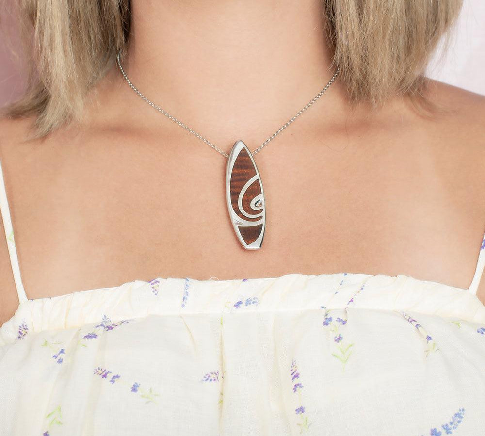 Koa Wood Surfboard Pendant Pendant Island by Koa Nani Large 