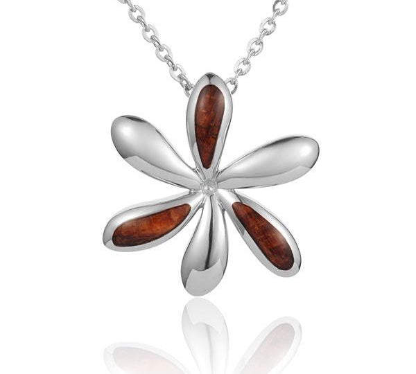 Sterling Silver and Wood Tiare Flower Pendant