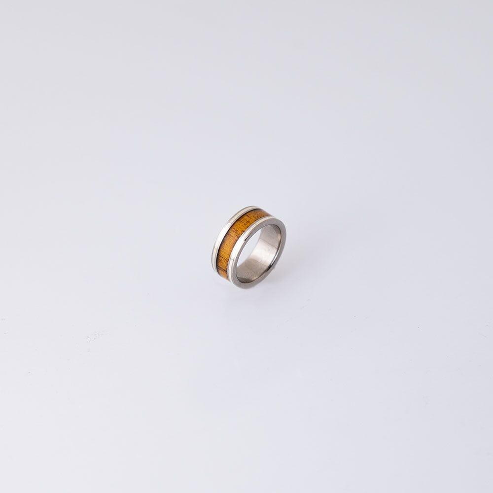 Koa Wood Titanium Ring Ring Island by Koa Nani Metal Border 