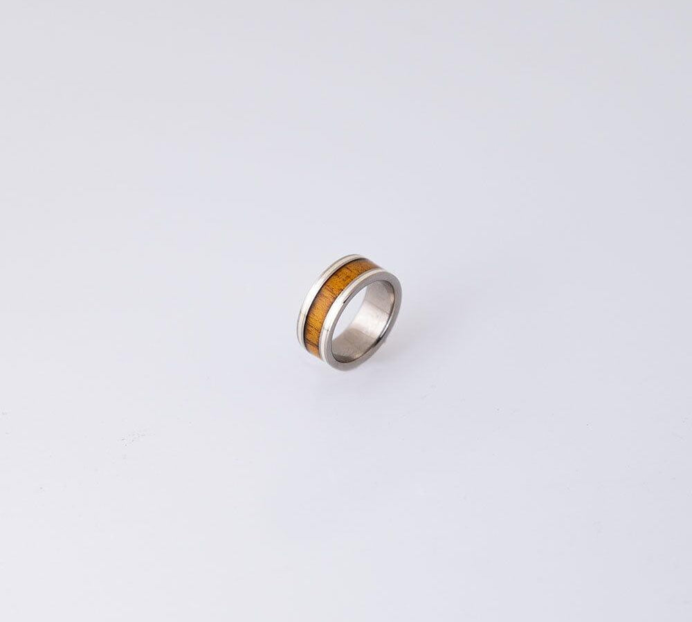 Koa Wood Titanium Ring Ring Island by Koa Nani Metal Border 