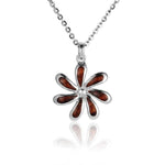 Sterling Silver and Wood Retro Tiare Flower Pendant 