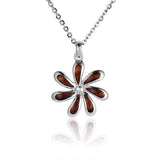 Sterling Silver and Wood Retro Tiare Flower Pendant 