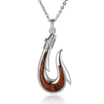 Sterling Silver and Wood Fishhook Pendant