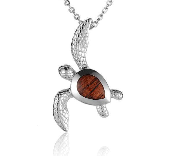 Sterling Silver and Wood Sea Turtle Pendant