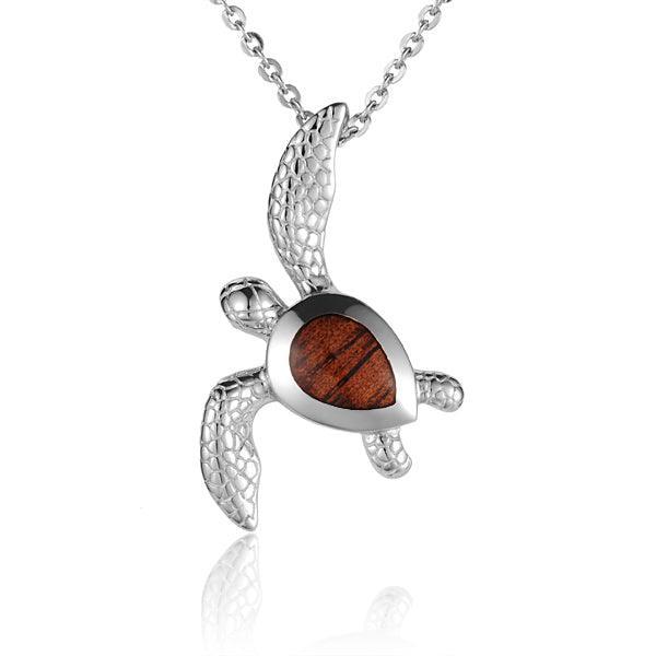 Sterling Silver and Wood Sea Turtle Pendant