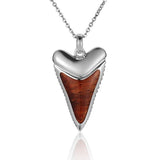 Sterling Silver and Wood Shark Tooth Pendant 