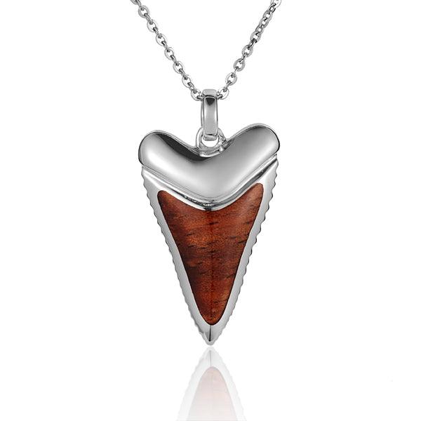 Sterling Silver and Wood Shark Tooth Pendant 