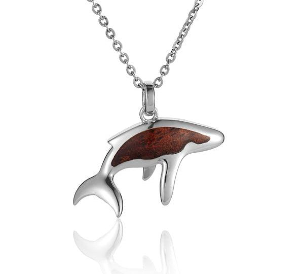 Sterling Silver and Wood Whale Pendant