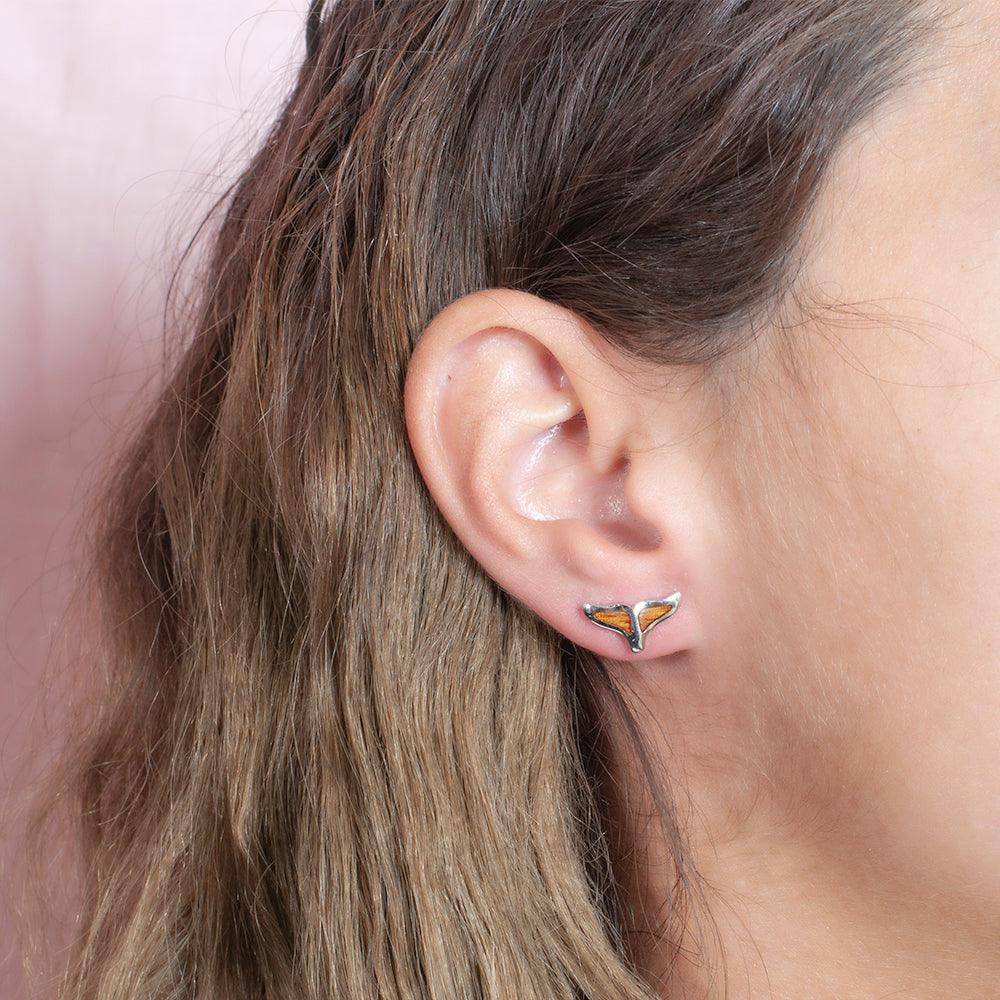 Koa Wood Whale Tail Earrings Earrings Island by Koa Nani 